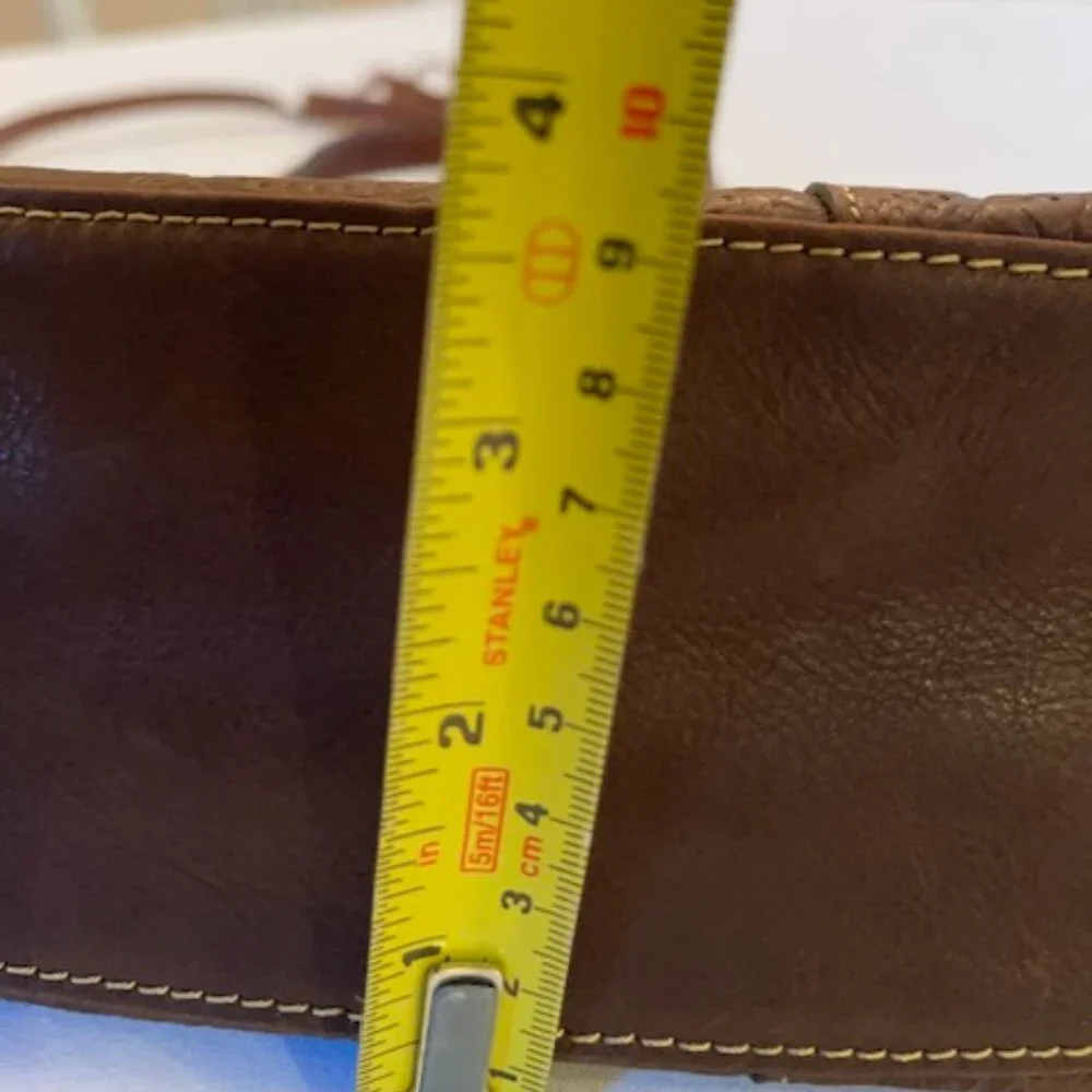 FOSSIL | Brown Floral Tooled Embossed Leather Crossbody or Handbag-EUC - Picture 12 of 16